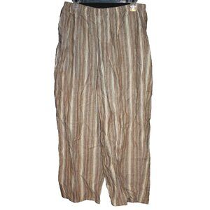 TSD Two Star Dog Women’s Stripped Linen Elastic Waist Wide Leg Pants Size XL NEW
